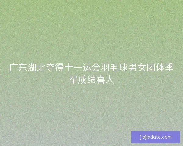 广东湖北夺得十一运会羽毛球男女团体季军成绩喜人