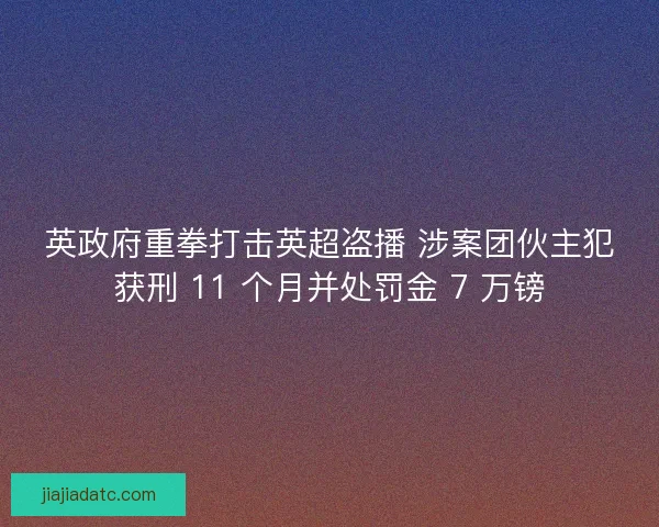 英政府重拳打击英超盗播 涉案团伙主犯获刑 11 个月并处罚金 7 万镑