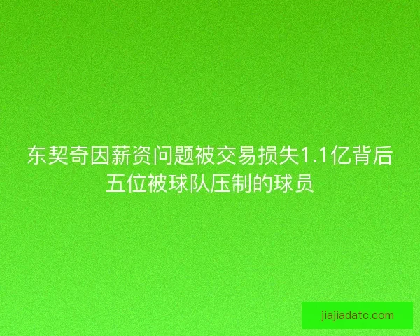 东契奇因薪资问题被交易损失1.1亿背后五位被球队压制的球员